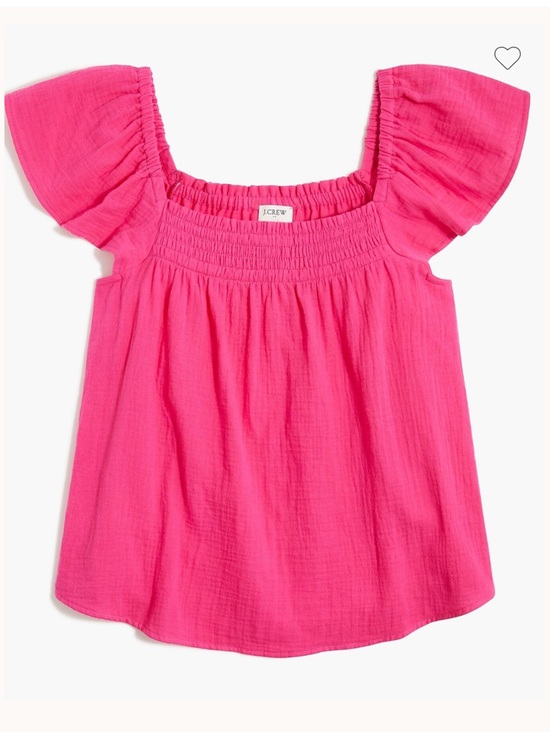 J.Crew Factory Women’s Fuchsia Pink Smocked Gauze Flutter-Sleeve Top Size L - Picture 3 of 6